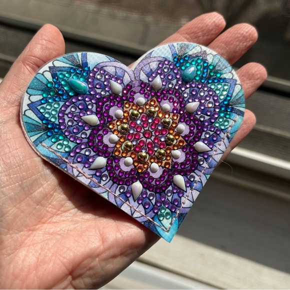 Diamond Art HEART 08 Corner Bookmark, Colorful, Sparkly (BLUE, PURPLE, PINK) - Picture 14 of 15